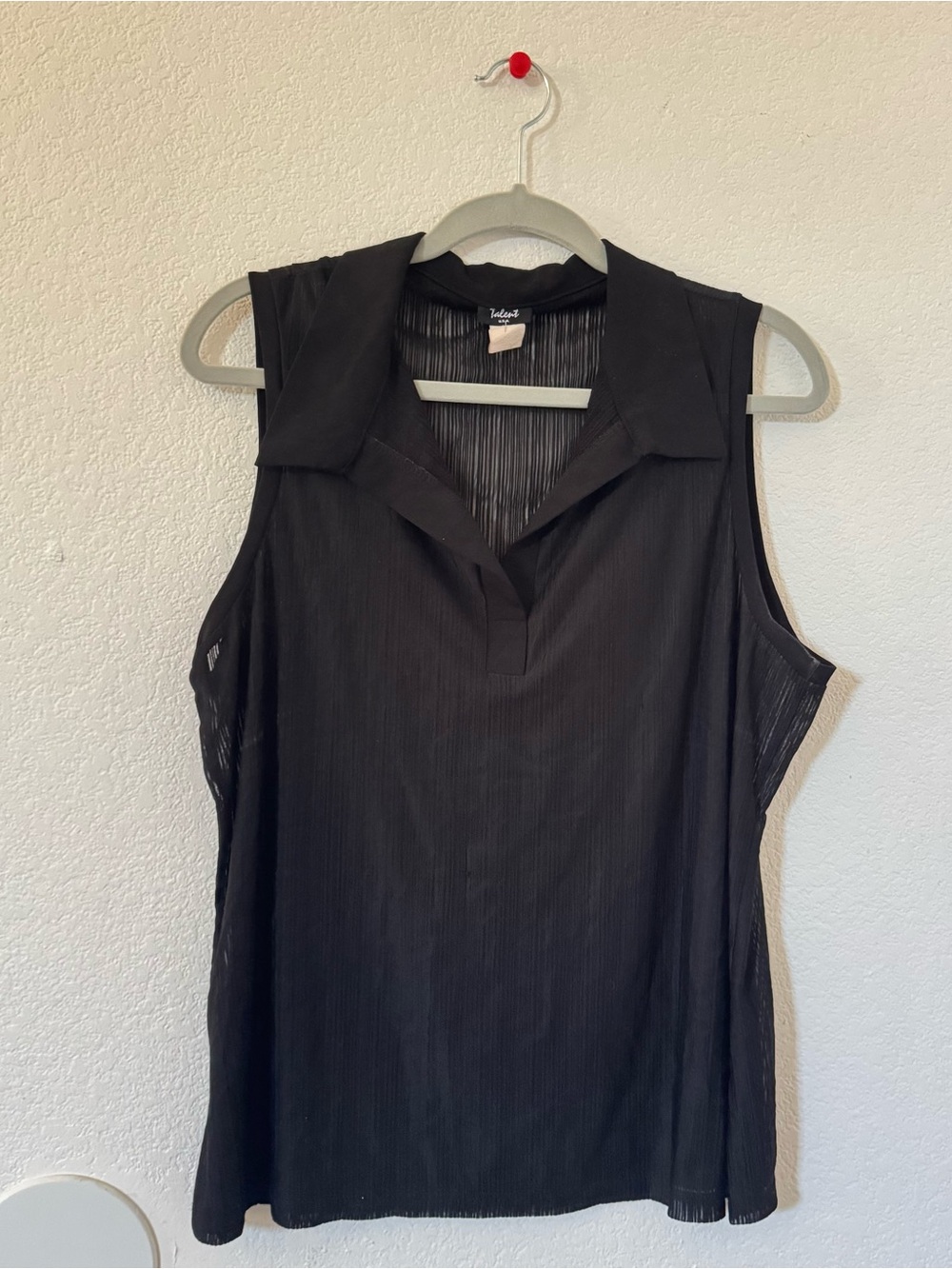 Vintage 90’s Y2K Talent USA Black Semi Sheer Sleeveless Pop Over Blouse
